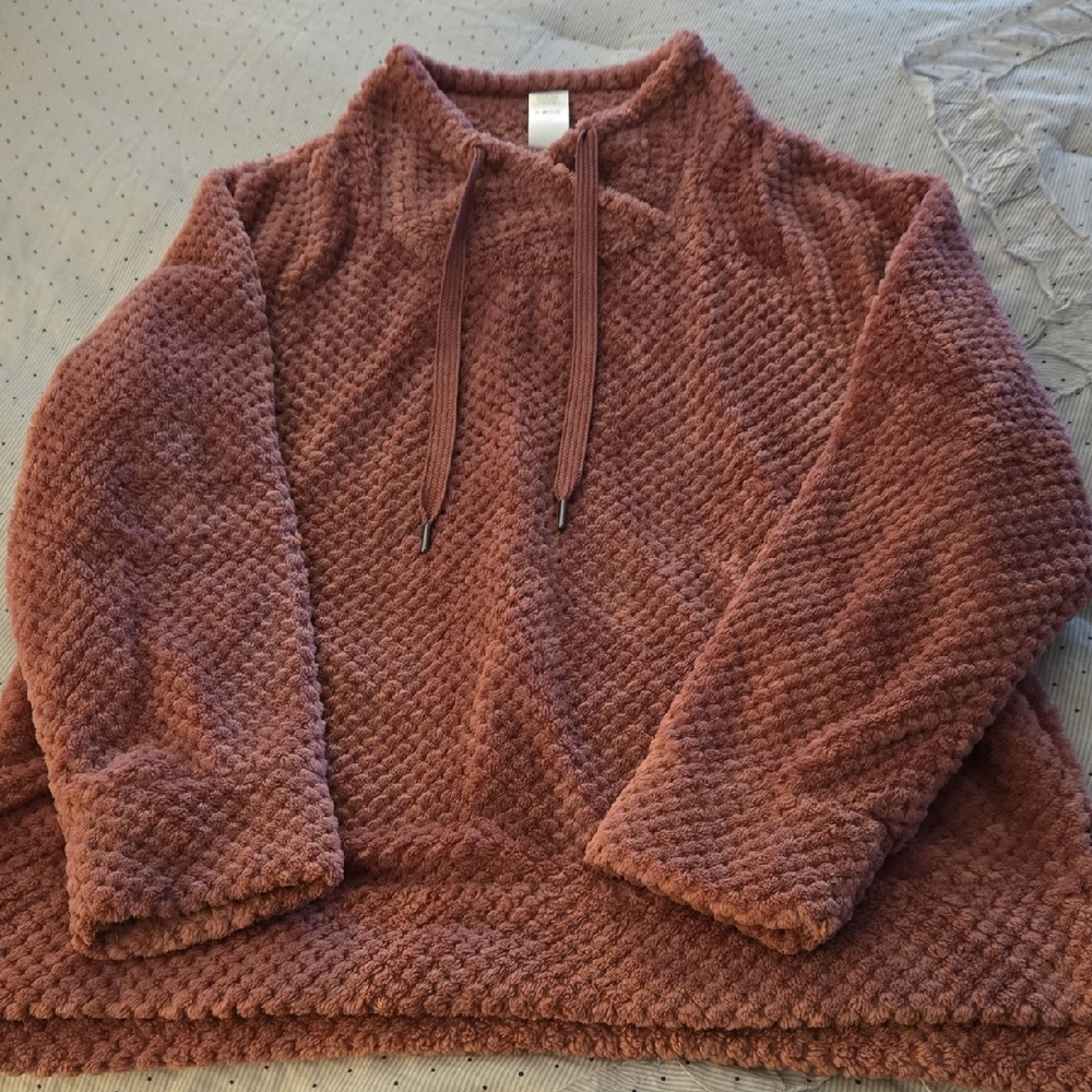 Brown Cowl Neck Sweater with Textured Knit